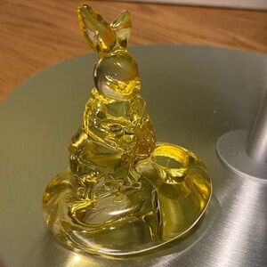 Vintage Yellow Glass Bunny Mini Candle Holder